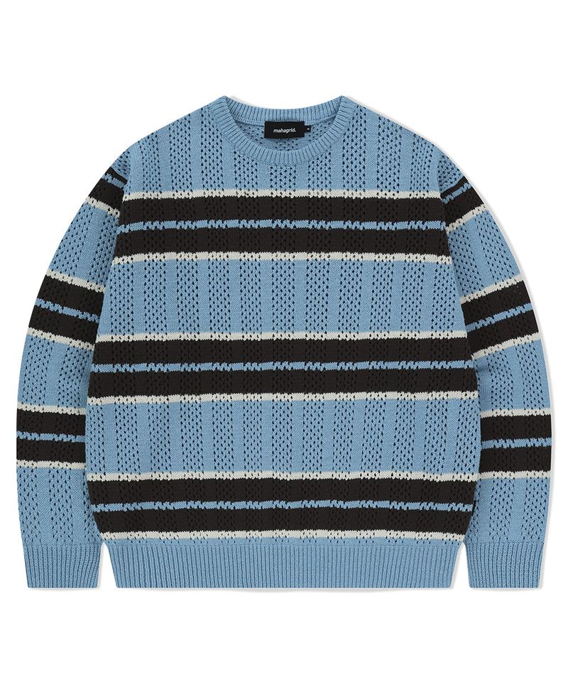 mahagrid(マハグリッド)の「MESH STRIPE KNIT(Tops)」