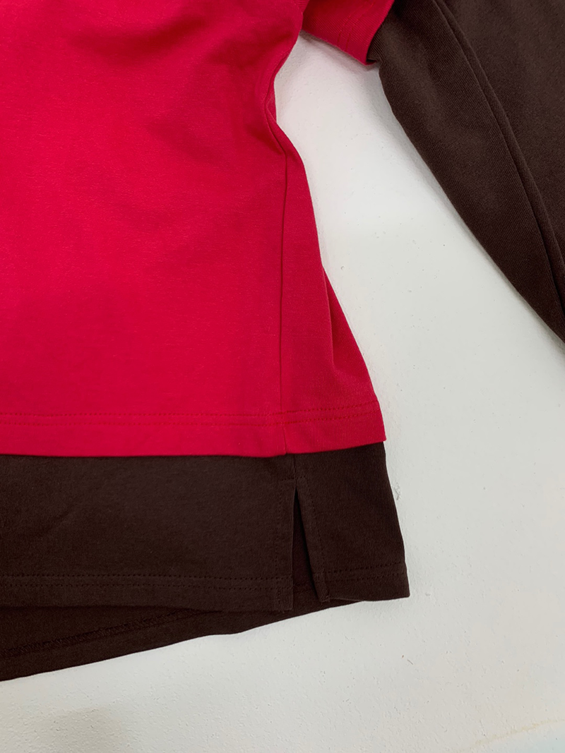 Blacklist lettering Layered tee (Red/Brown)