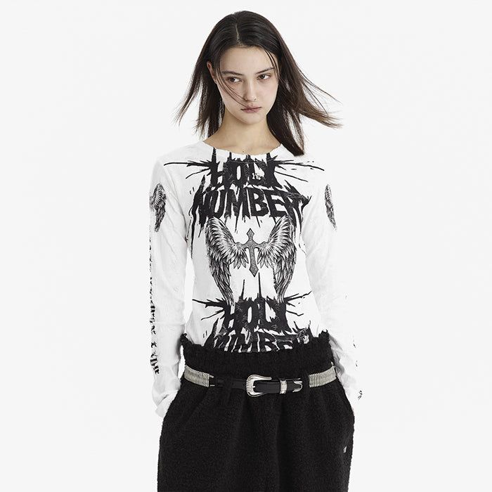 HOLY NUMBER 7(ホーリーナンバーセブン)の「Holy Cross Lettering Long Sleeve(Tops)」