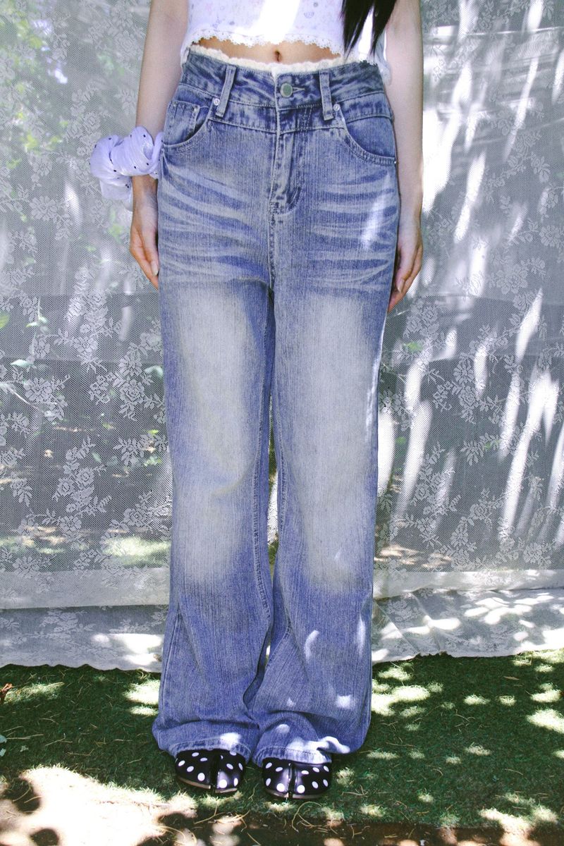 aoyu（アオユ）の「LACE VINTAGE WASHED BOOTCUT DENIM PANTS（Pants）」