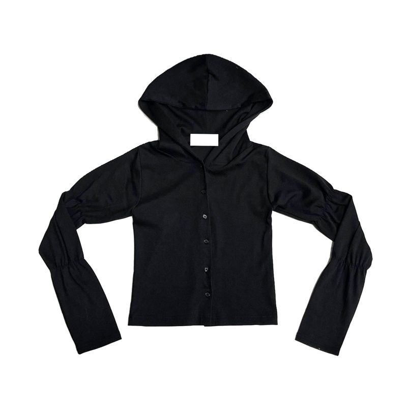 Shirring hood cardigan