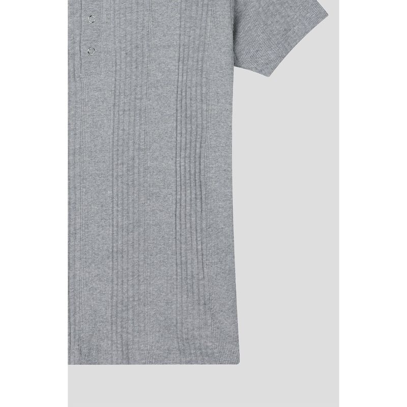 High ribbed henry neck half sleeves(Gray)