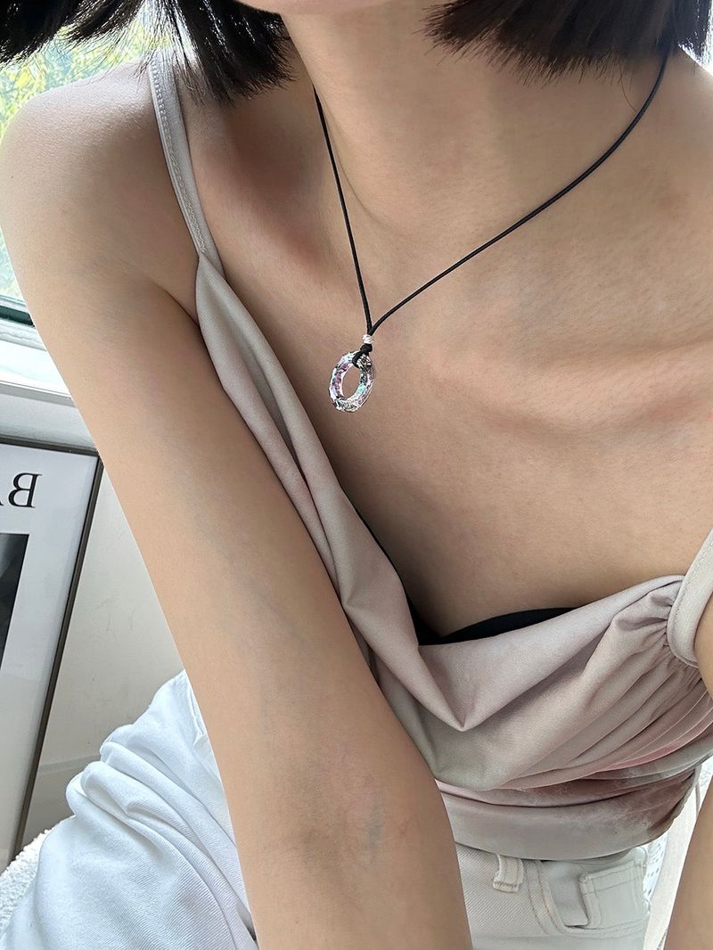 [925silver] Aurora crystal string necklace
