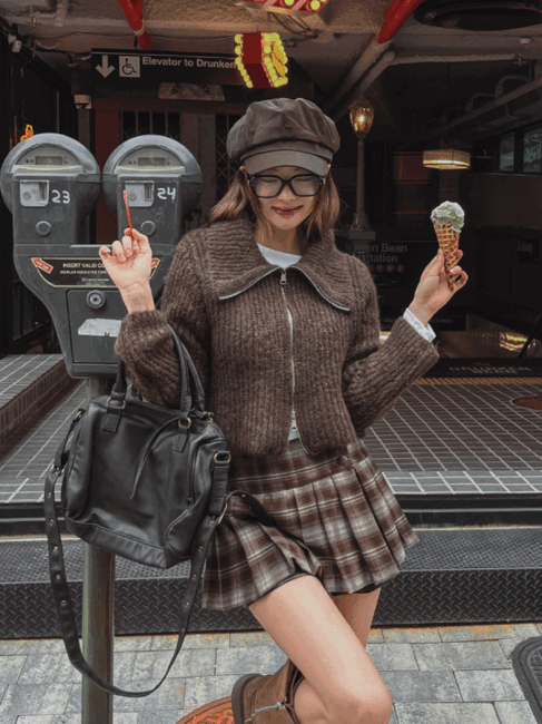ULAN（ユレン）の「Moria Big Collar Two Way Knit Zip-up（Tops）」