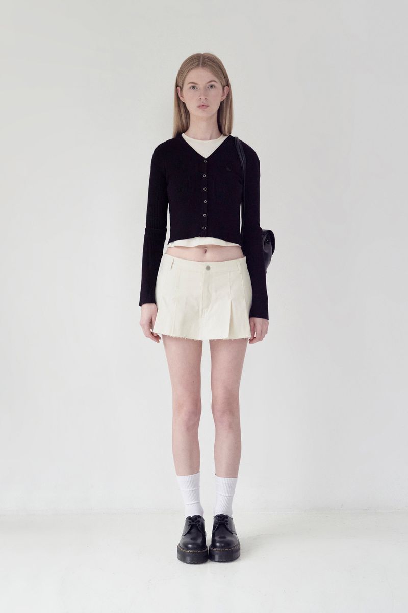 KIRSH PLAIN V NECK SLIM CARDIGAN [BLACK]