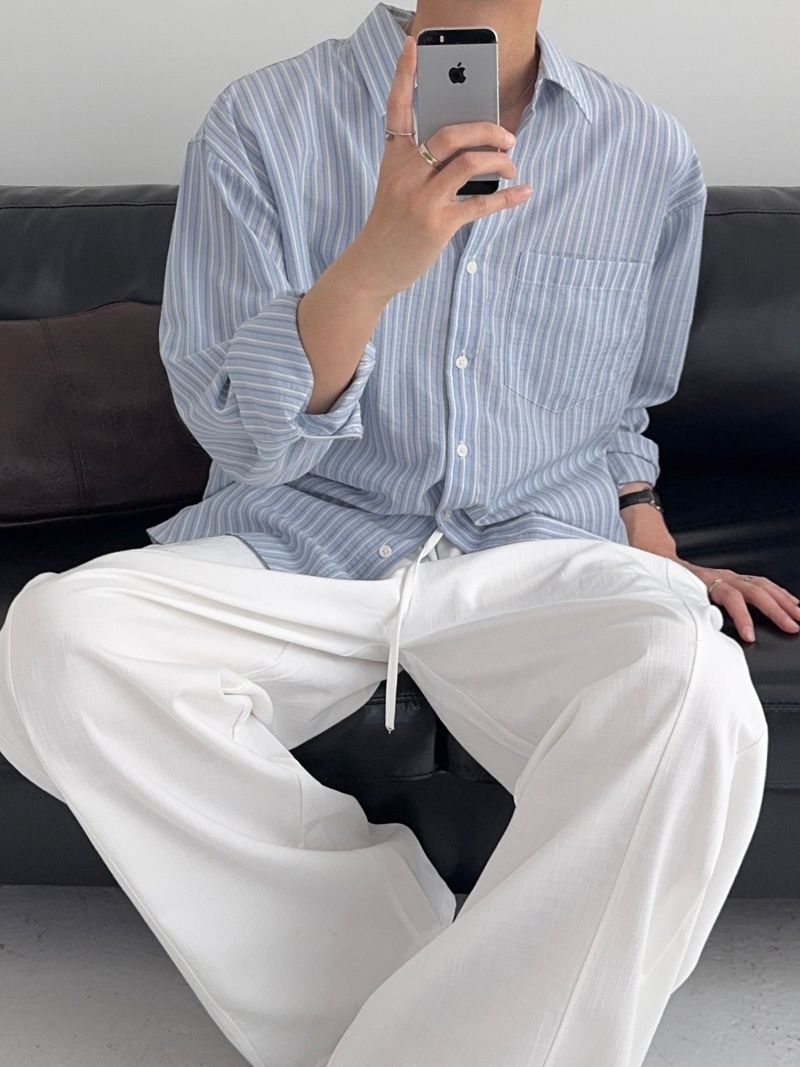 SY Relaxed Fit Seersucker Stripe Shirt (4C)