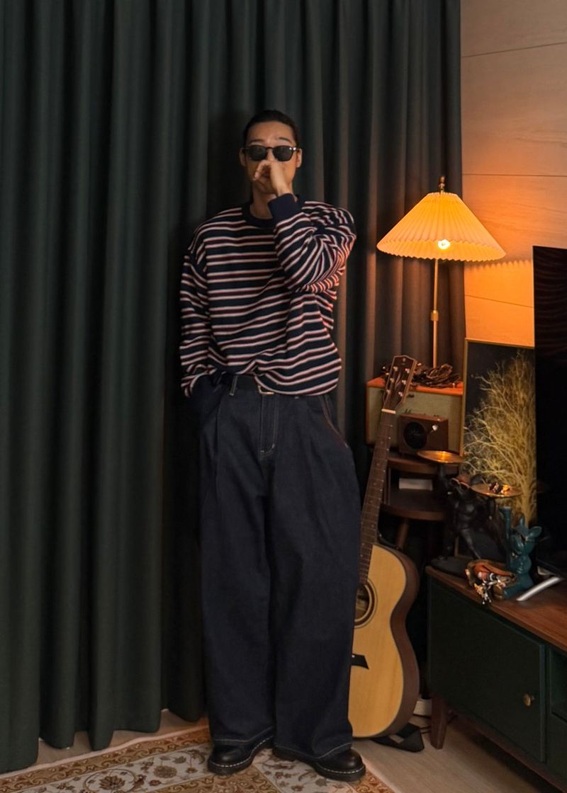 Reverse stripe knit 2COLOR