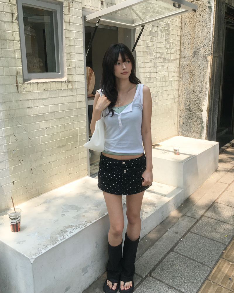Tencel button sleeveless
