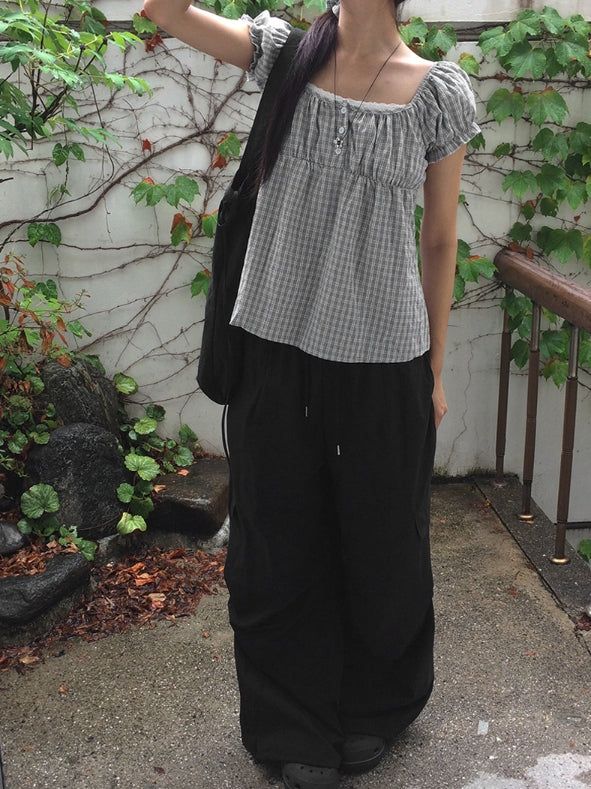 Kero Frill Wide Banding Pintuck Cargo Pants