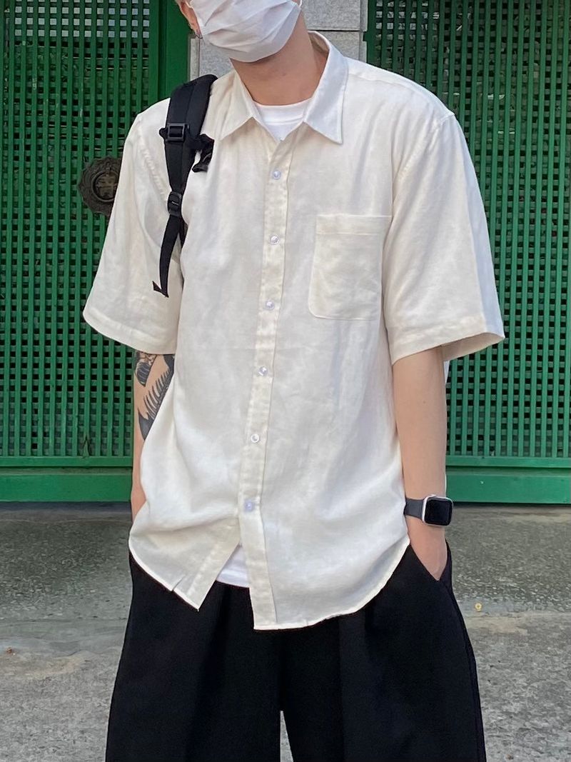 Basic linen short sleeve shirt 4C