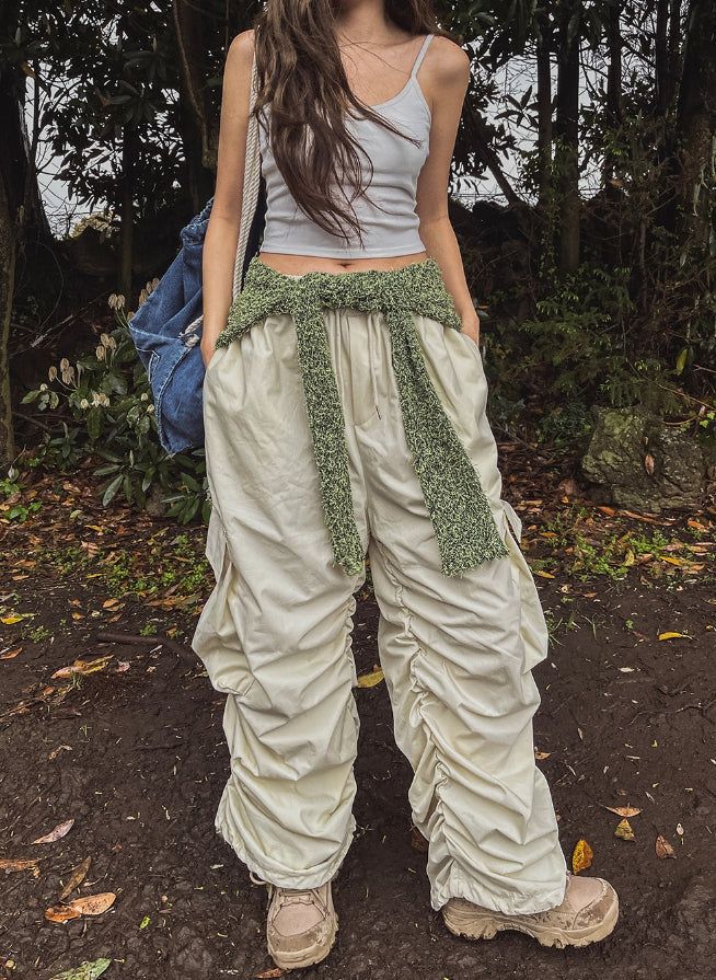 Aubert Wide Shirring Cargo Pants