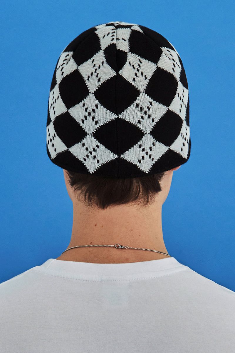 SPARKLING ARGYLE BEANIE / BLACK