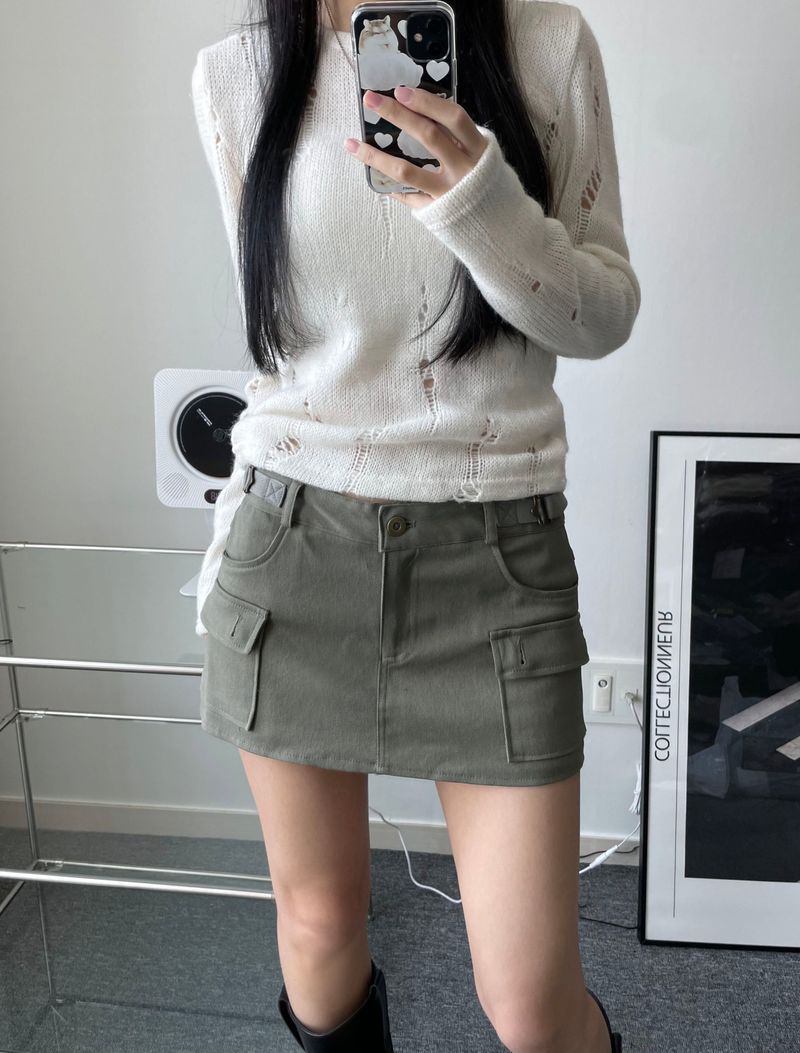 Kitten（キッテン）の「cargo low waist mini skirt (2color)（Skirts）」