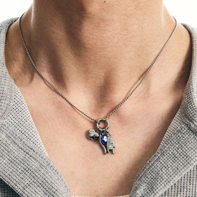 evil eye lucky symbol charms necklace silver