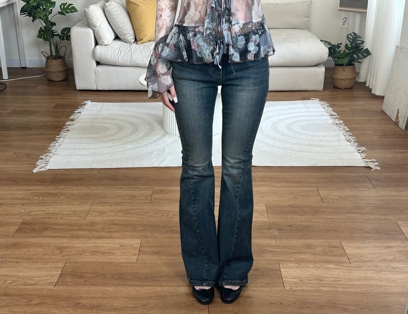 curved slim bootcut denim