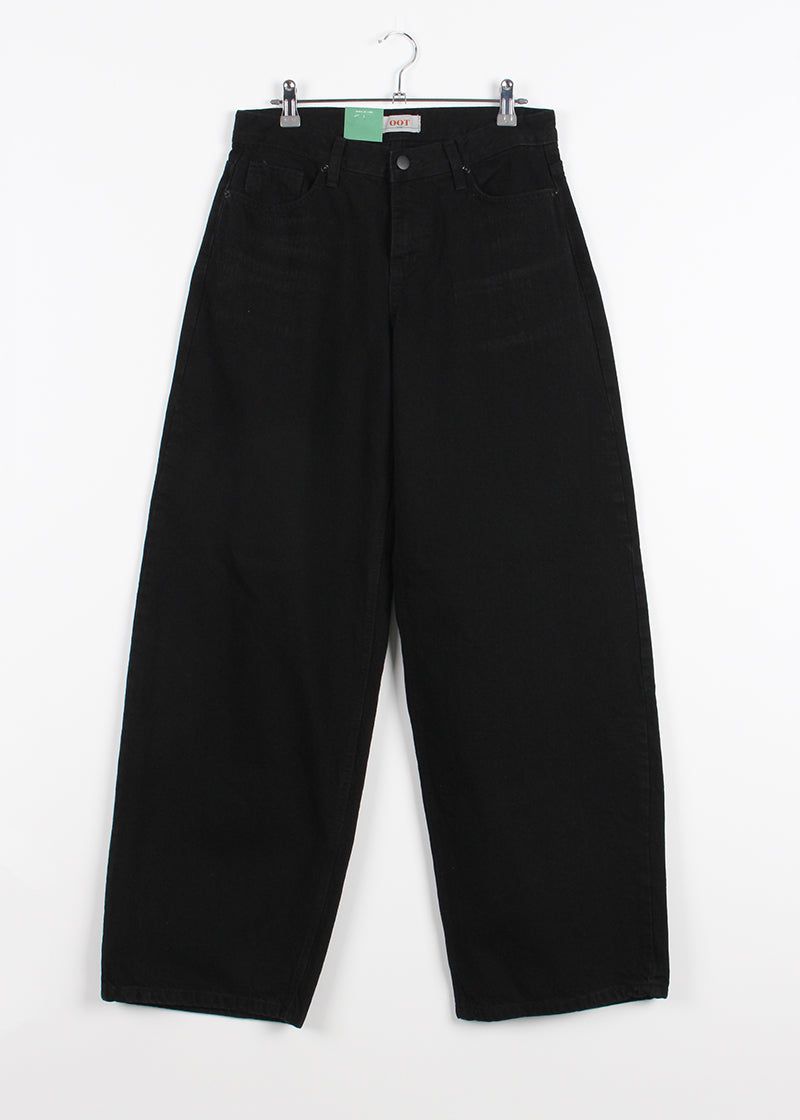 DEEP BLACK LOW WIDE PANTS