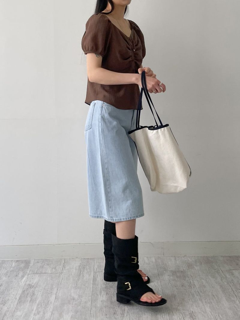Besque Shirred Short Sleeve Blouse