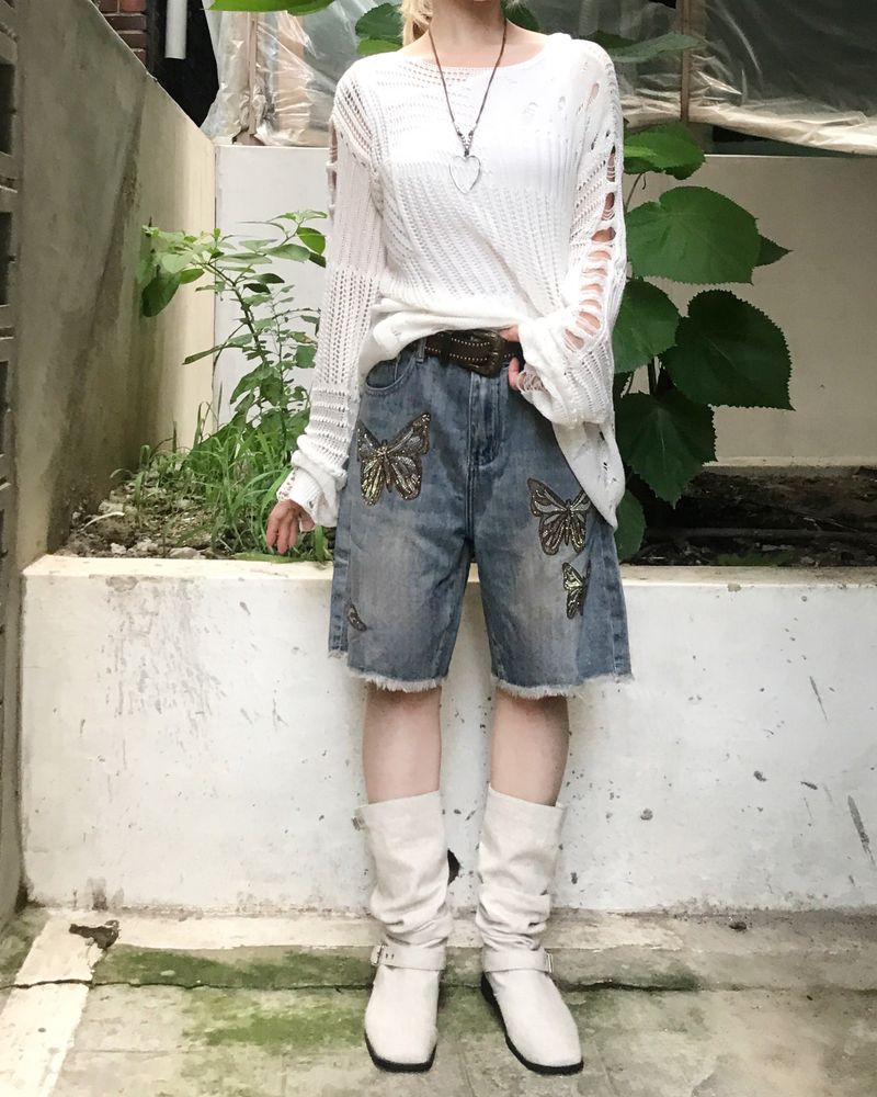 vintage punk damage long knitwear