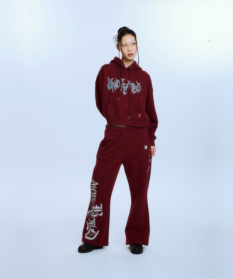 STARDUST FLARE SWEAT PANTS (BURGUNDY)