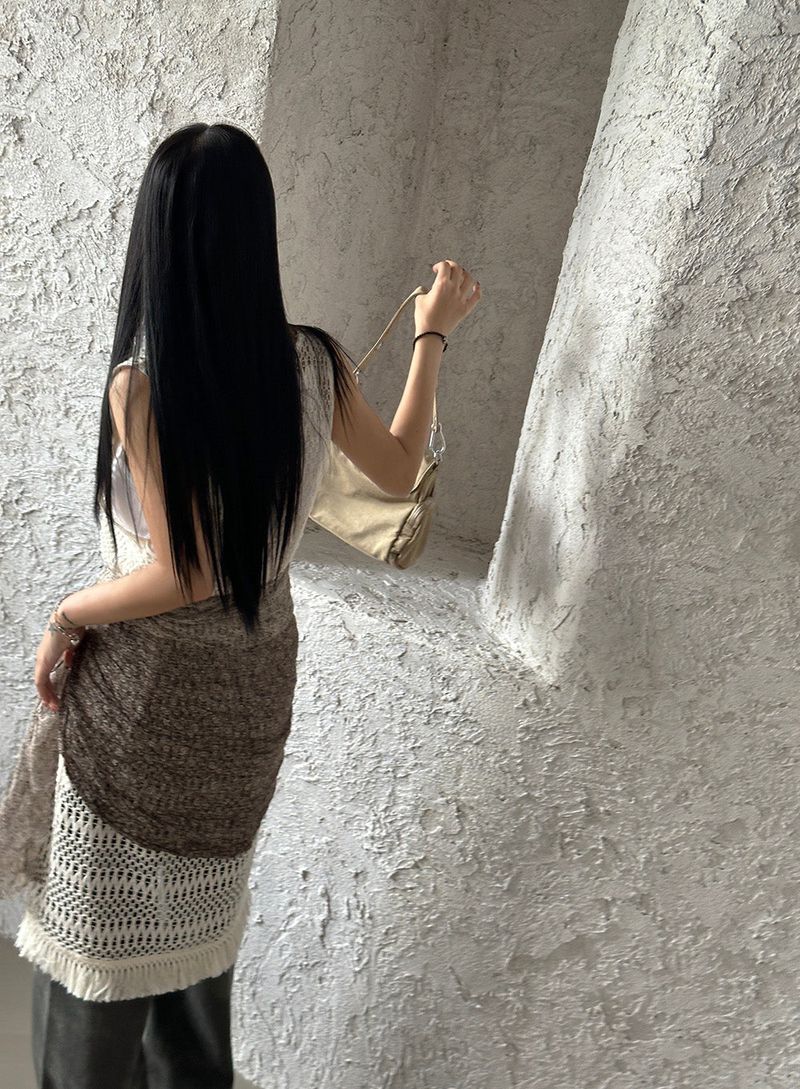 Fringe Mesh Crochet Layered Dress