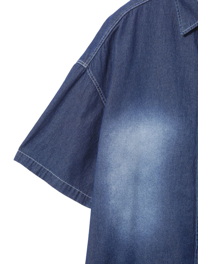 Deep ocean denim set up shirt 2C