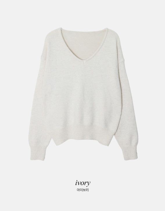 #Soft Wool V-neck Loose Fit Knit (6color)