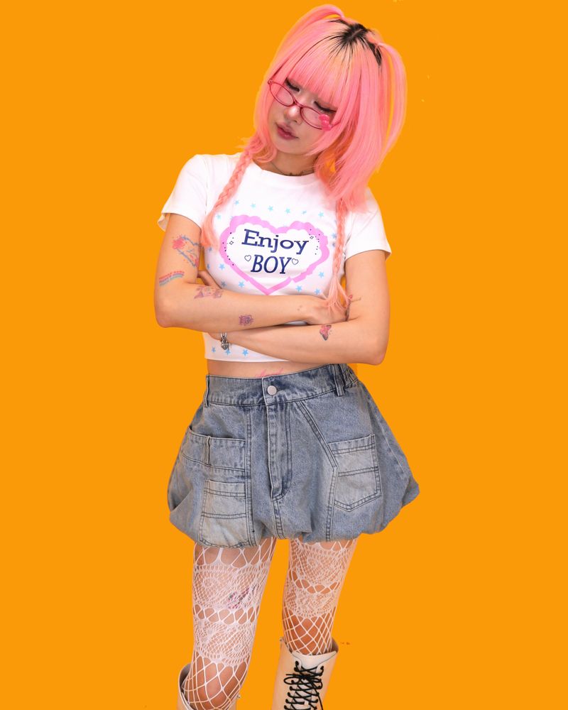 volume denim skirt (2color)