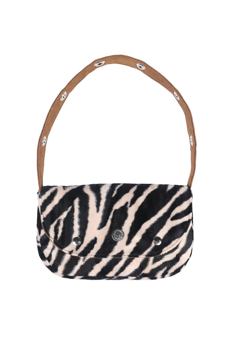 EYELET FUR MINI BAG - CAMEL