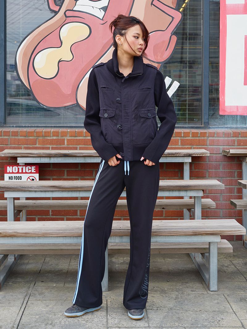 RIBBED HIGH NECK JACKET BLACK