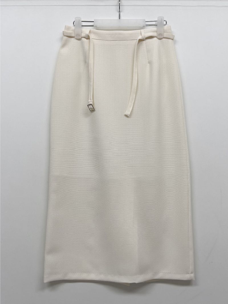 Lara Tweed Belted H-Line Long Skirt