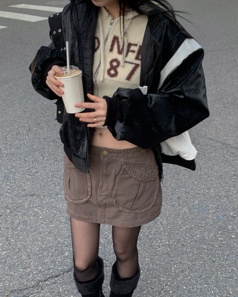 Y2K stud cargo skirt