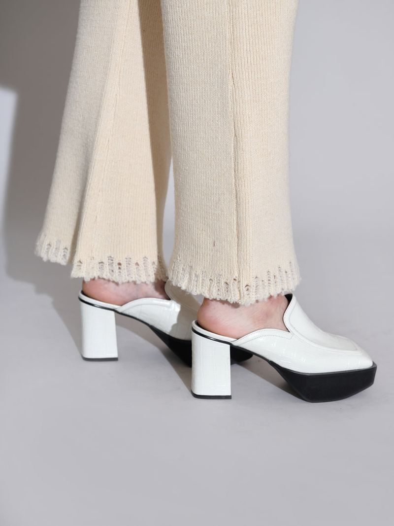 SQUARE TOE MULE-IVORY