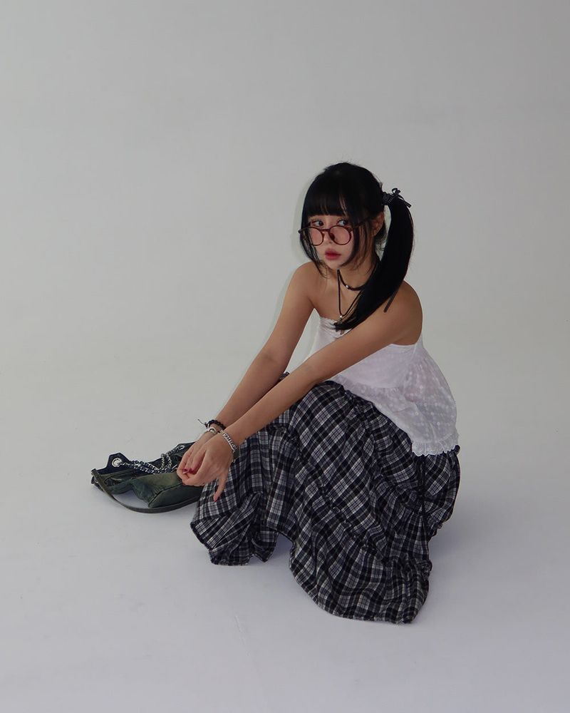 Morigirl Vintage Checkered Long Skirt