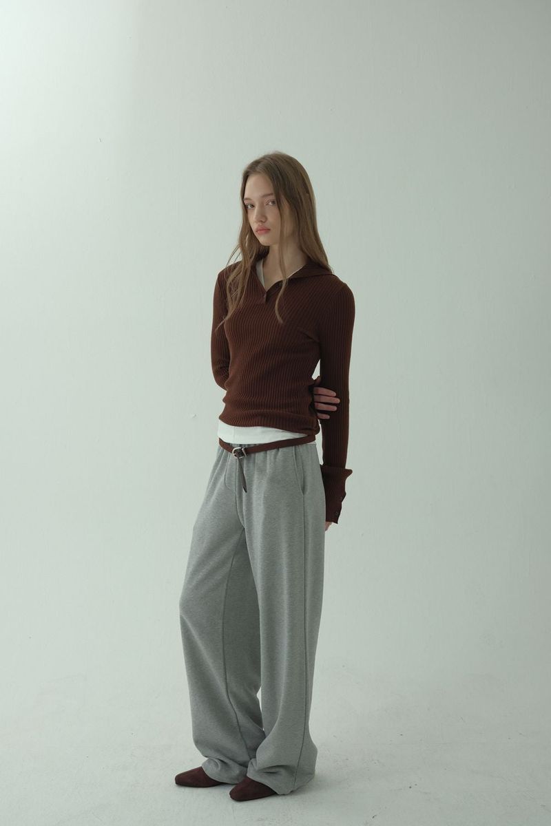 SAILOR RIBBED KNIT PULLOVER_BROWN
