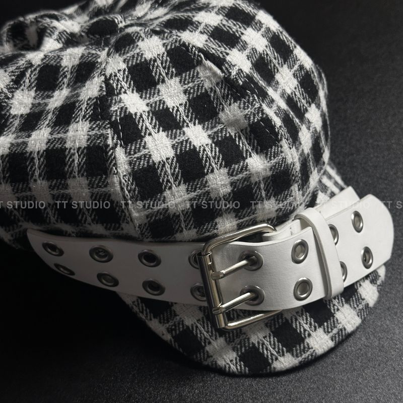 Check tweed beret