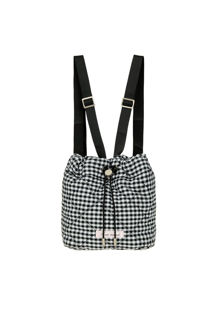 Gingham check string mini backpack (BLACK)