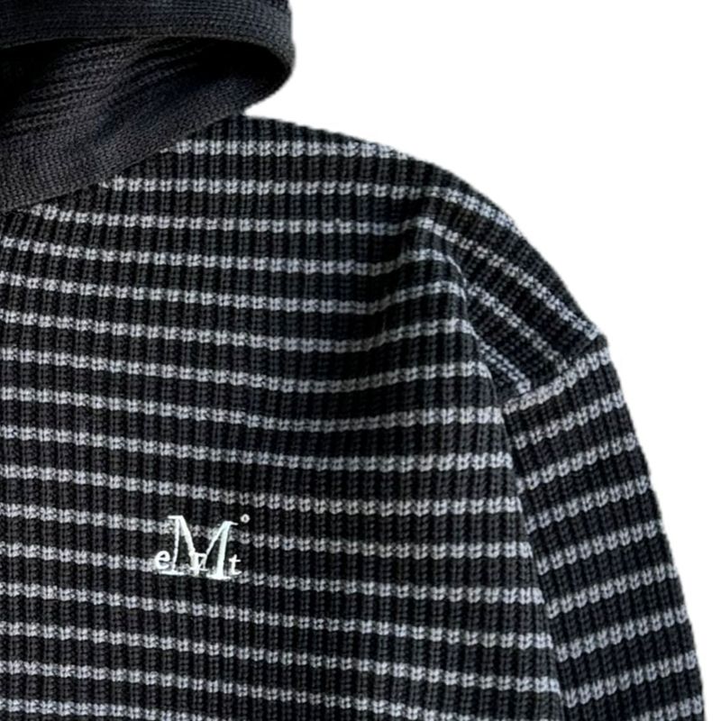 MEI STRIPE HAND-WARMER KNIT ZIP-UP UNISEX (2Color)