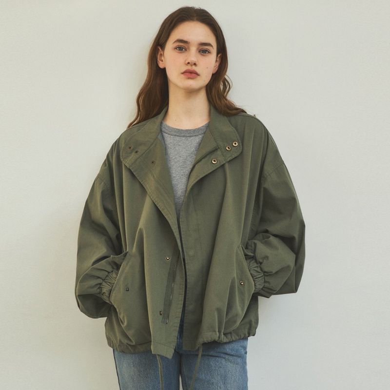 90s Classic Fishtail Short Bomber Jacket_Khaki