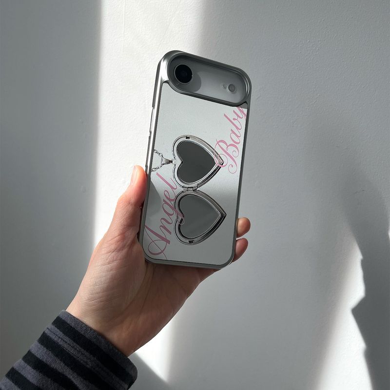 [MADE][Mirror Silver Bumper Case] Angel Baby • White