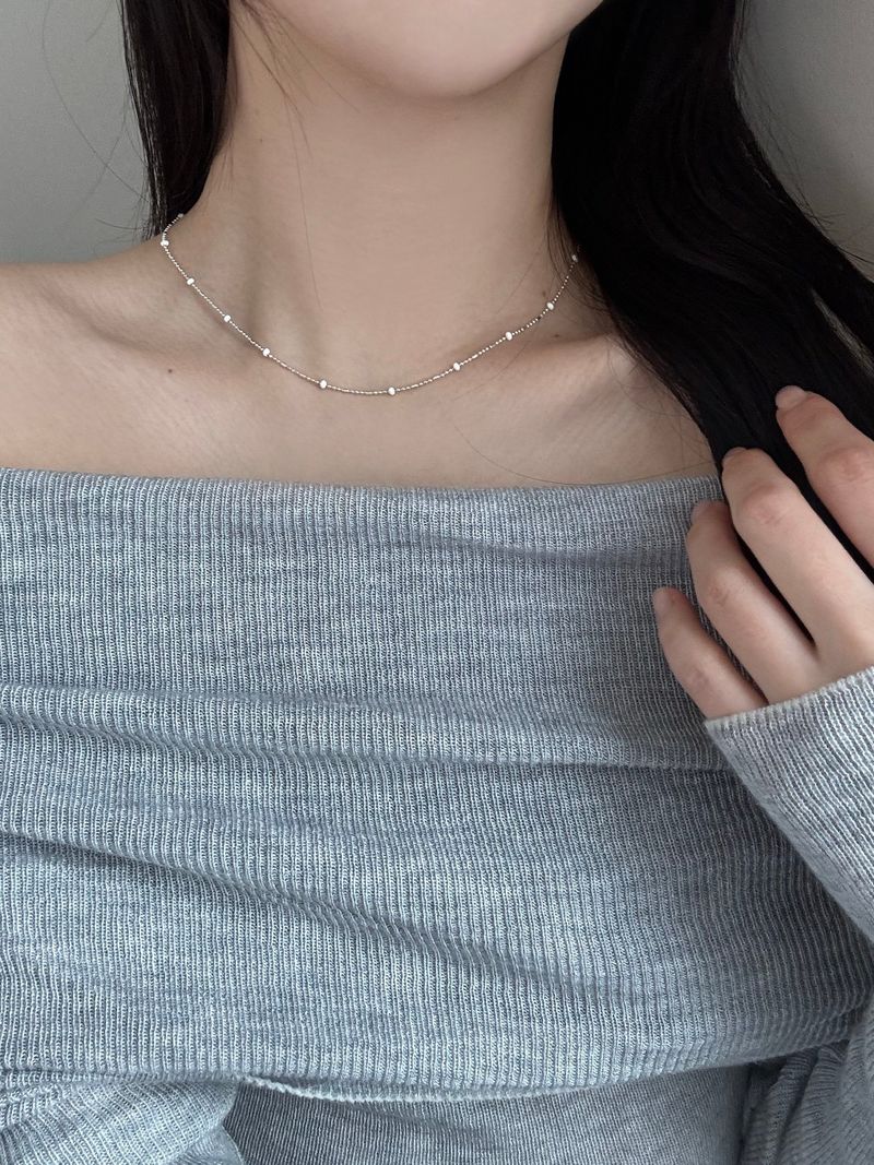 Blingmoon（ブリングムーン）の「[silver 925] silver white bead necklace / choker delicate spring daily simple wedding guest look（Accessories）」