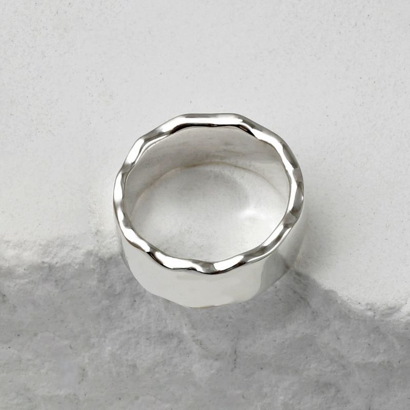 SVR-624 Silver 92.5 Wide Round Wave Flat Silver Ring