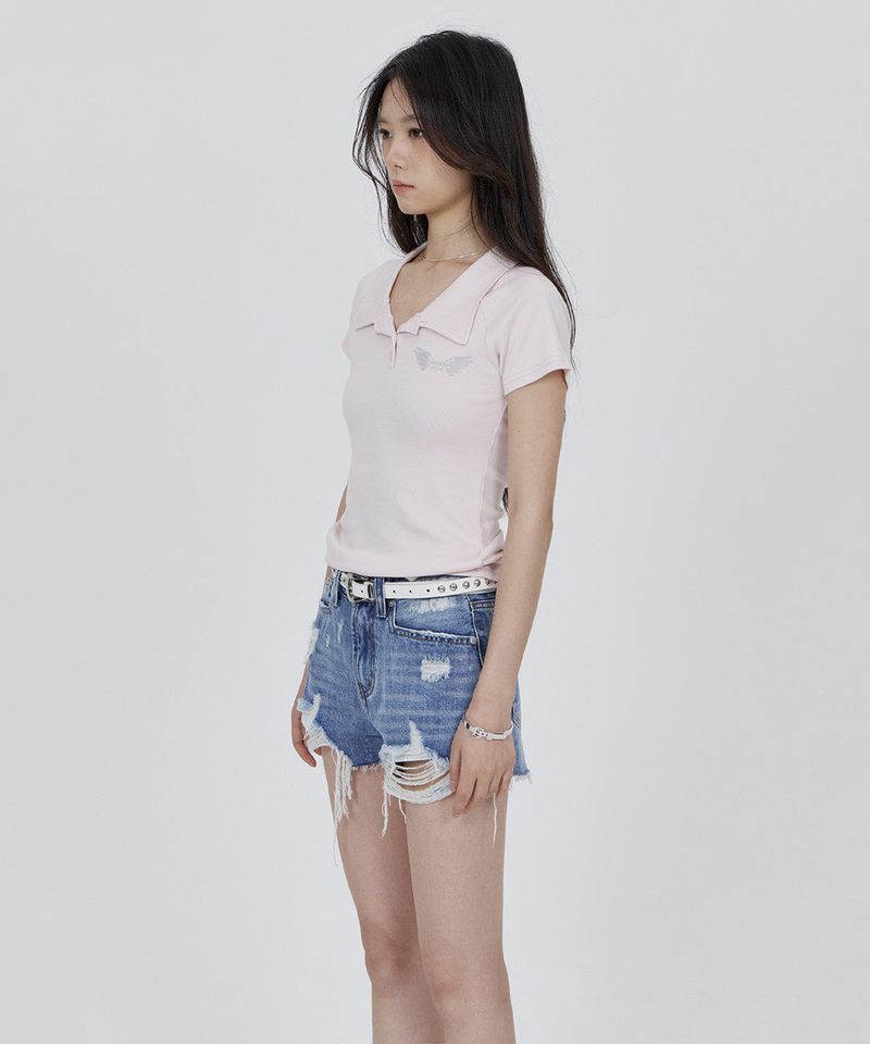 CONY LOGO COLLAR POLO TEE / LIGHT PINK