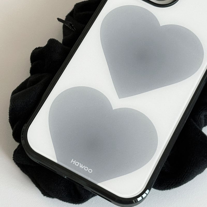 heart glossy glass bumper case (grey)