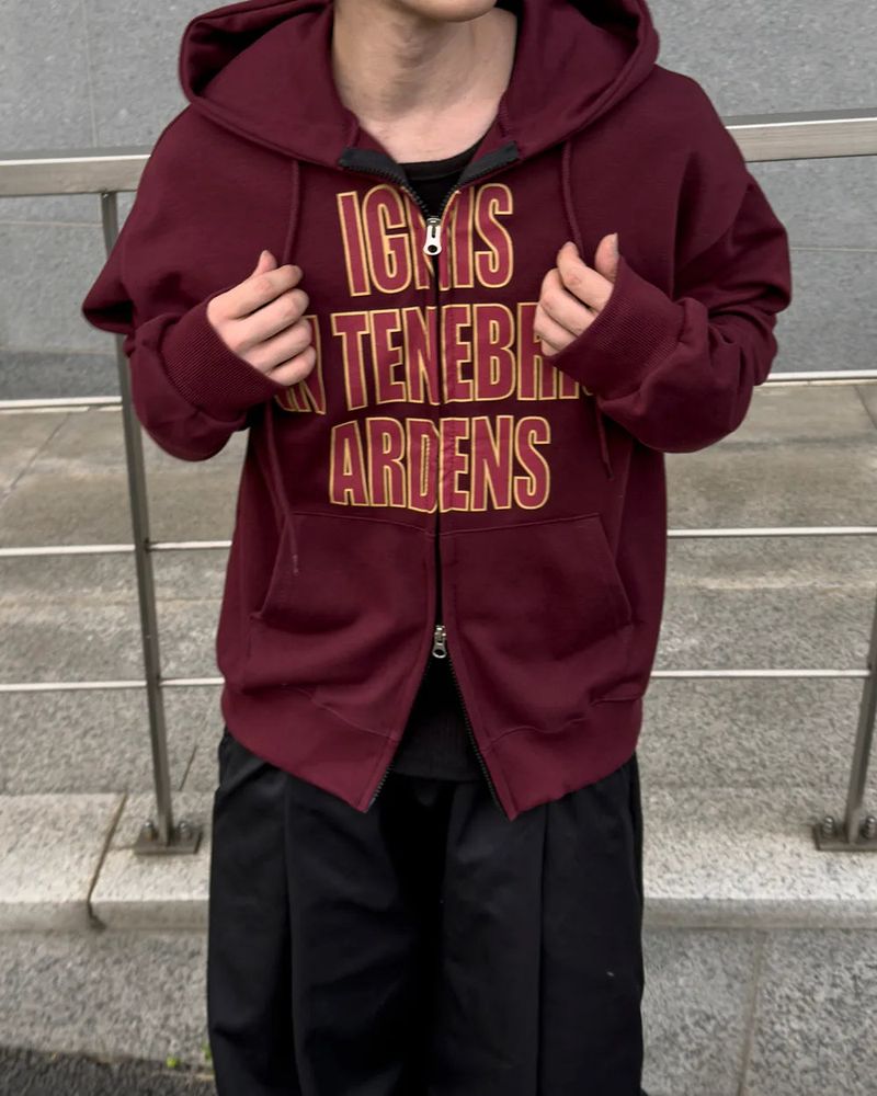 Ignel Lettering Crop Hoodie Zip-Up