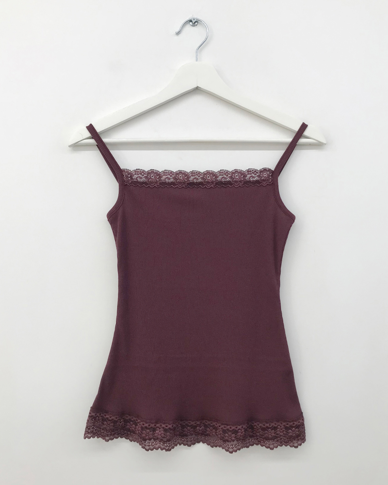 Drop ribbed lace sleeveless top (7color) 