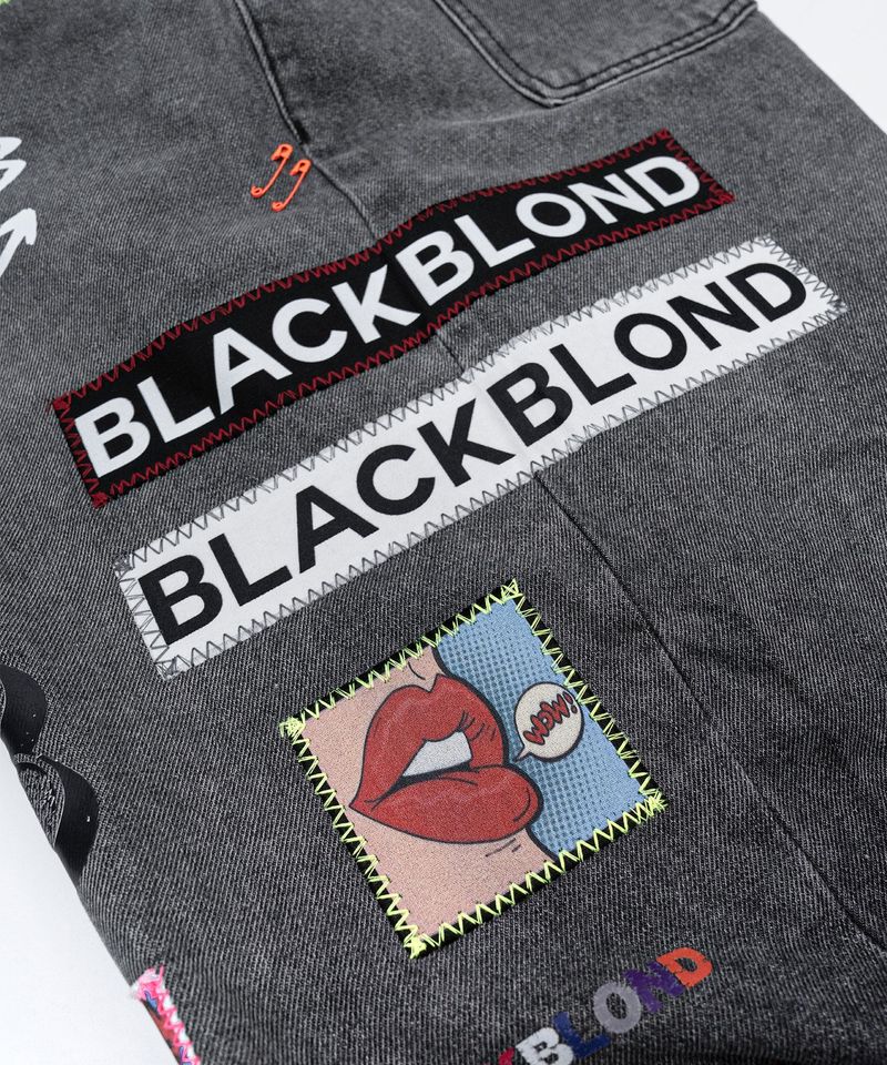 BBD Pop Clash Multi Patch Denim Pants (Vintage Black)