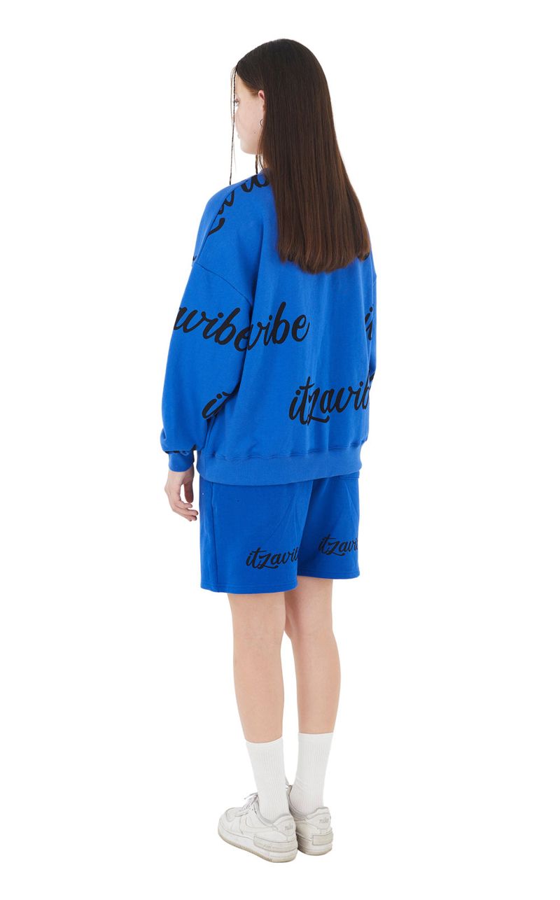 [IPT009-15] SCRIPT LOGO SHORTS - BLUE