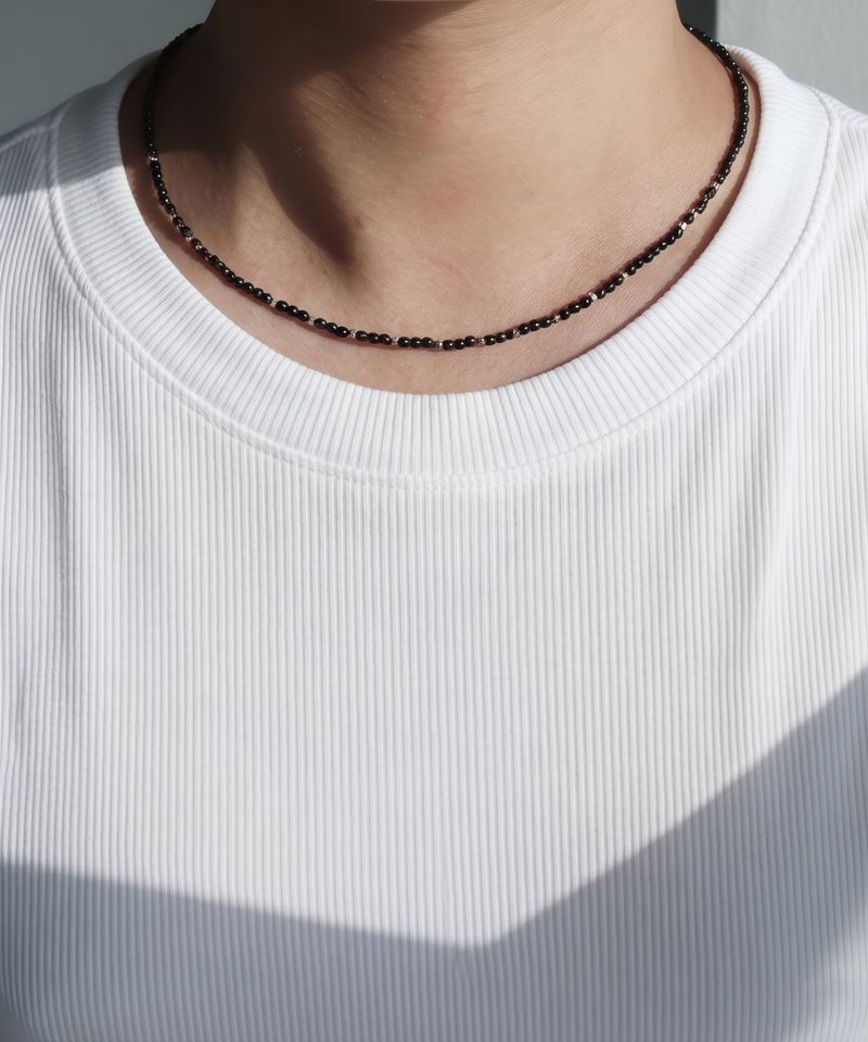 Men’s black beaded necklace_CLEF DROP DROP NEC