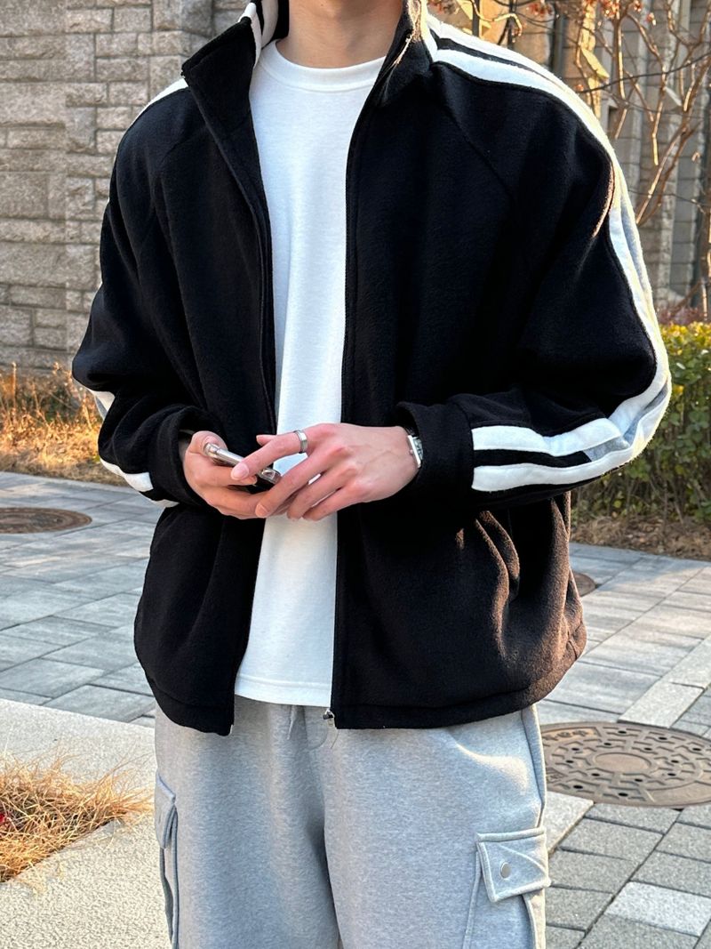 LMN line fleece jersey (black)