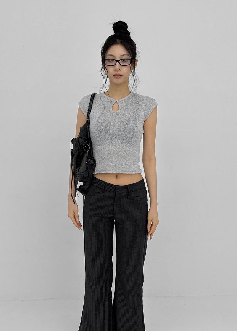 BLACKUP（ブラックアップ）の「[MADE] Yuti Keyhole Cap Sleeve Short Sleeve Knit Top（Tops）」